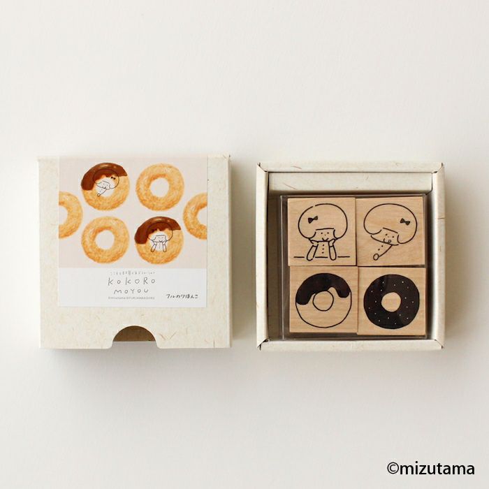 ﾌﾙｶﾜはんこ ｽｸｴｱ4個ｾｯﾄ kokoromoyou まったり1