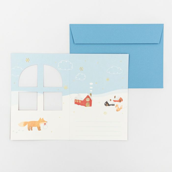 窓あきﾒｯｾｰｼﾞｶｰﾄﾞ 雪景色とおうち