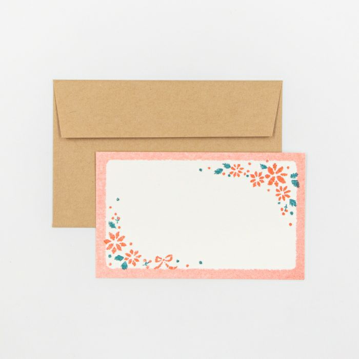 ﾚﾄﾛ印刷ﾐﾆｶｰﾄﾞ 赤い花