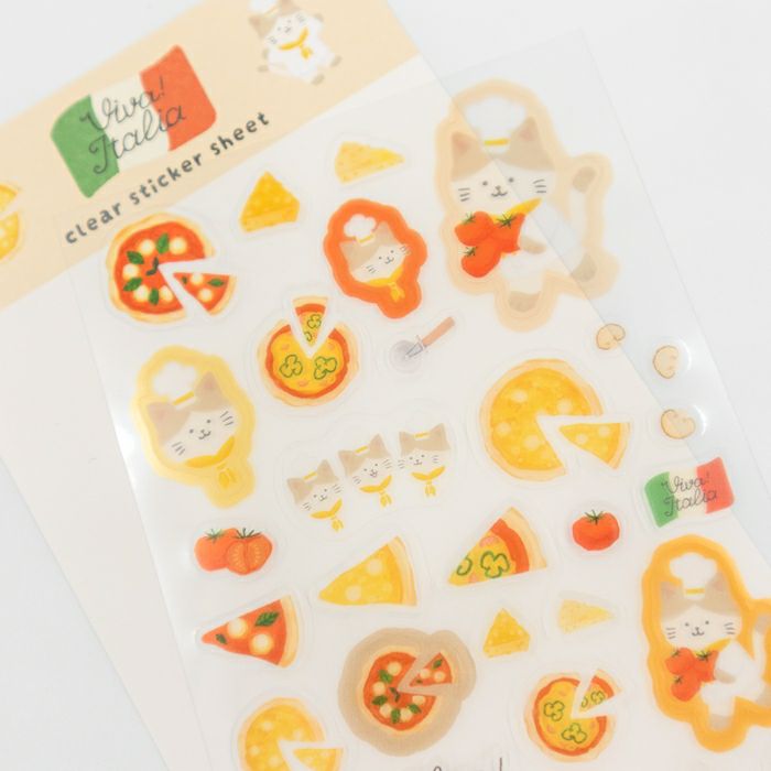 透明ｼｰﾙｼｰﾄ ﾋﾟｻﾞにゃんこ ｲﾀﾘｱ | 古川紙工公式オンラインショップ