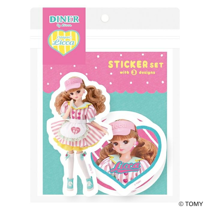 ｽﾃｯｶｰ3柄ｾｯﾄ ﾀﾞｲﾅｰｶﾌｪ ﾘｶちゃん