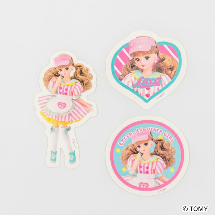 ｽﾃｯｶｰ3柄ｾｯﾄ ﾀﾞｲﾅｰｶﾌｪ ﾘｶちゃん