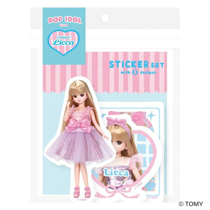 ｽﾃｯｶｰ3柄ｾｯﾄ ｱｲﾄﾞﾙ ﾘｶちゃん