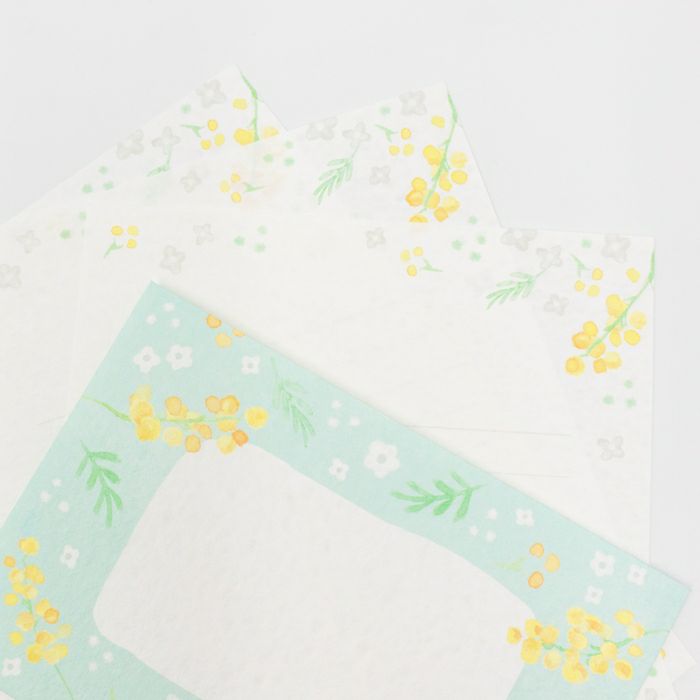 今日のお手紙ﾚﾀｰｾｯﾄ ﾐﾓｻﾞと白い花